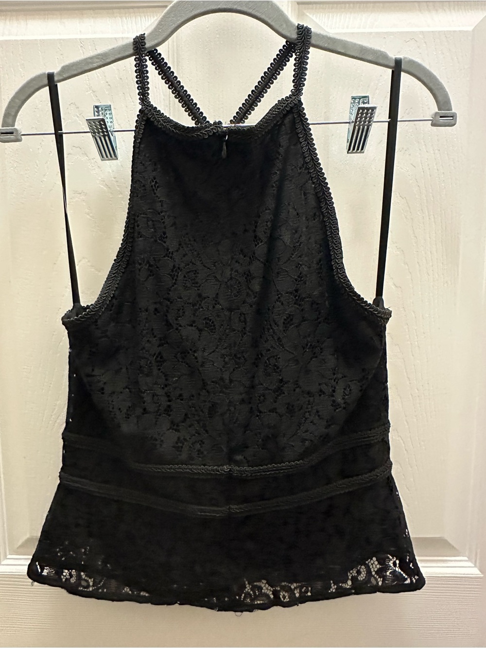 White House Black Market Black Halter Lace Top